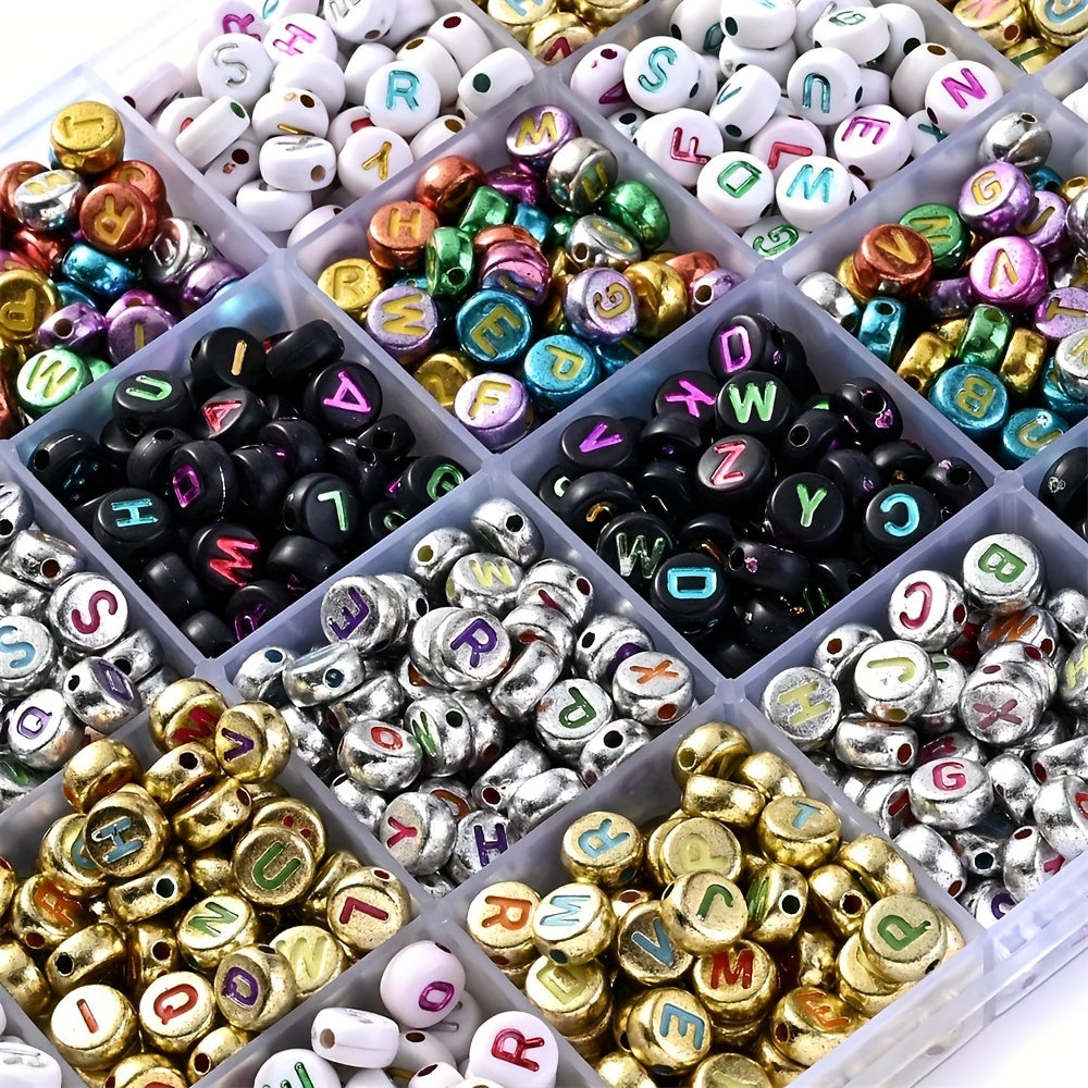 100PCS 4×7mm Heart-Shaped A-Z Letter Acrylic Bead Set