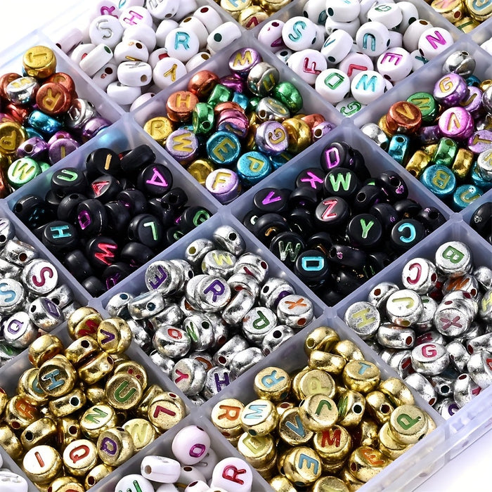 100PCS 4×7mm Heart-Shaped A-Z Letter Acrylic Bead Set