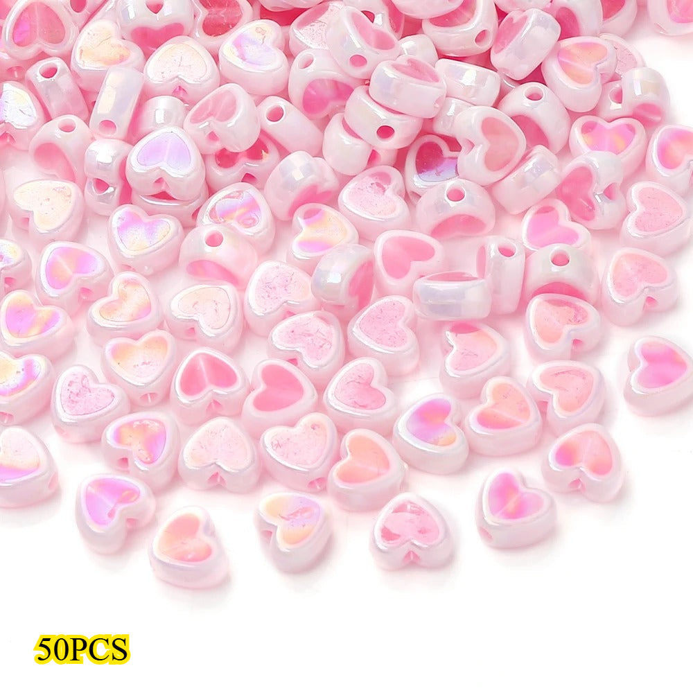 Shiny Heart Acrylic Spacer Beads