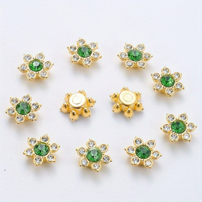 50pcs Six Petal Flower Rhinestone Acrylic Beads