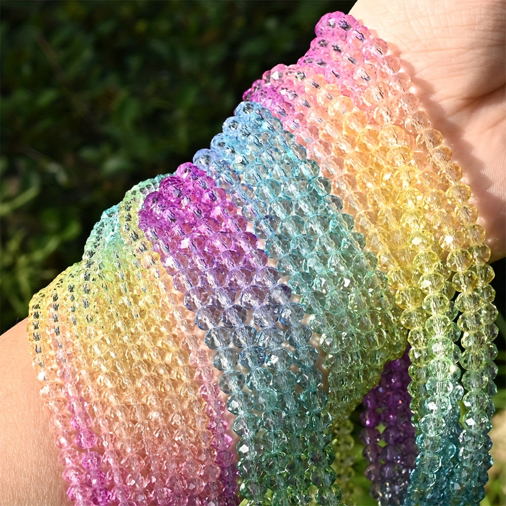 4/mm 1 String Rainbow Color Gradient Glass Faceted Beads