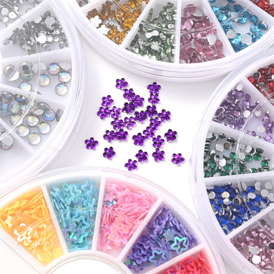 1BOX 12-Grid Transparent AB Rhinestone Sequin Set