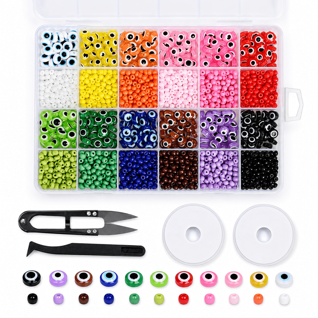 1 Box 24-Grid Evil Eye DIY Jewelry Making Bead Kit