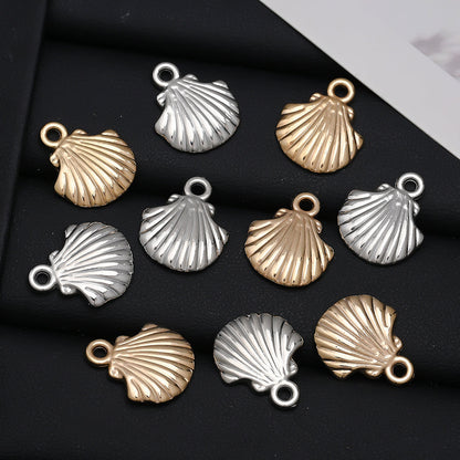 Golden and Silvery Plastic Shell Pendant Charms