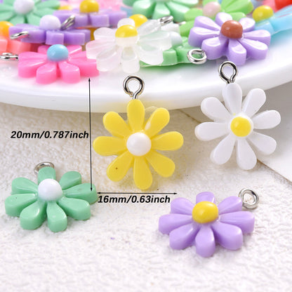 60pcs Sunflower Charms Beads Assorted Daisy Flower Pendant