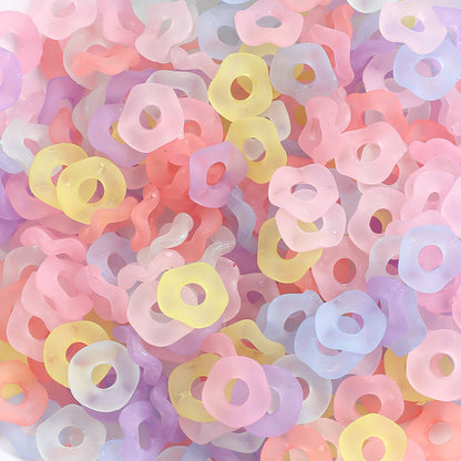 50-Piece 12 mm Frosted Acrylic Wavy Flower Chain Links