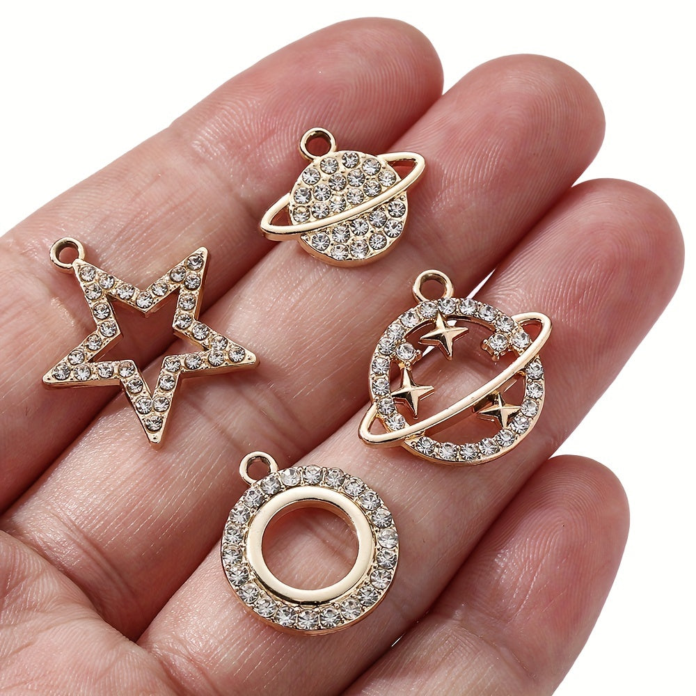5PCS Gold-Tone Cosmic Moon & Star Pendant Set