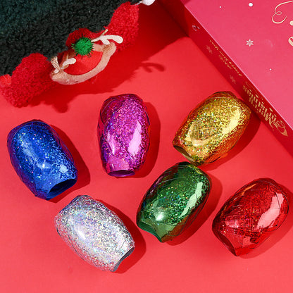 6PCS 1m Christmas Rugby-Shaped Plastic Decorative Ribbon Set