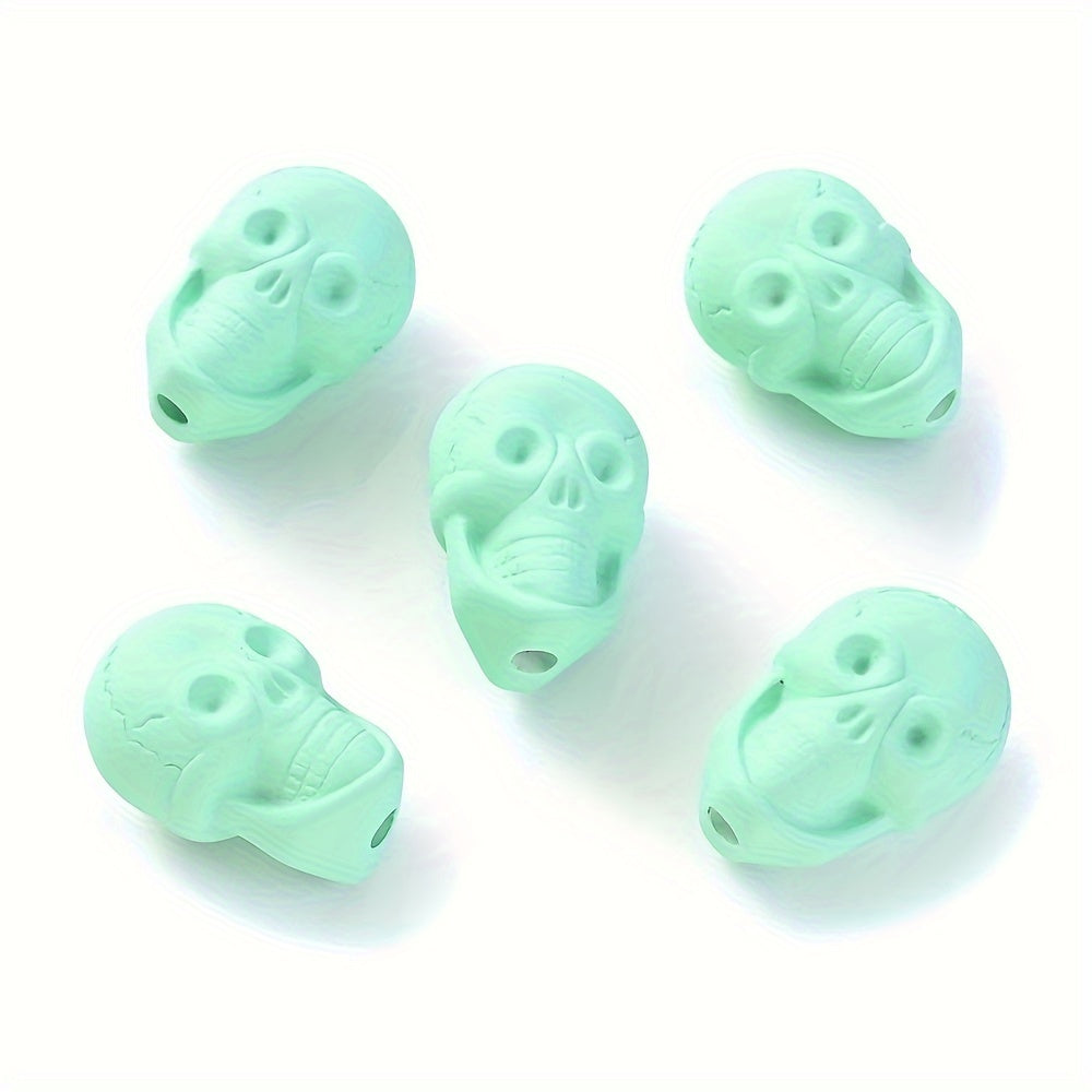 10PCS 14×20mm Solid Color Acrylic Skull Bead Set