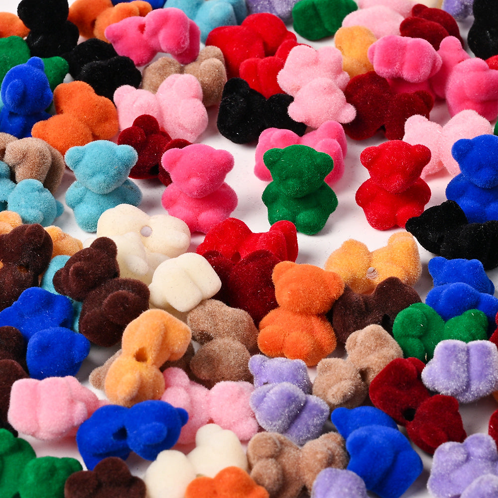 Resin Flocked Bowknot Beads