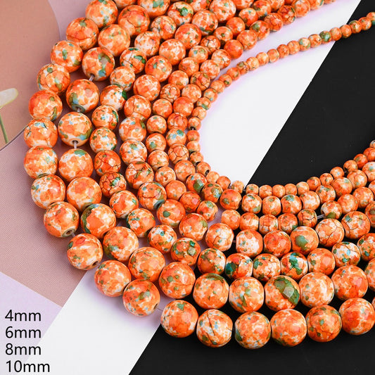 Orange Green Spacer Loose Beads