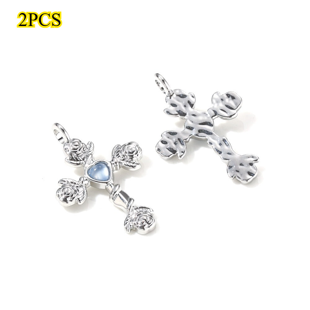 Y2K Rhinestone Cross Alloy Pendants