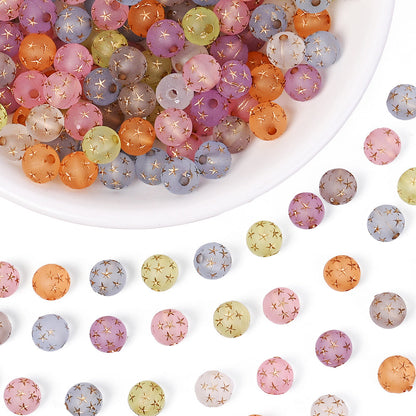 Frosted Acrylic Star Print Round Beads
