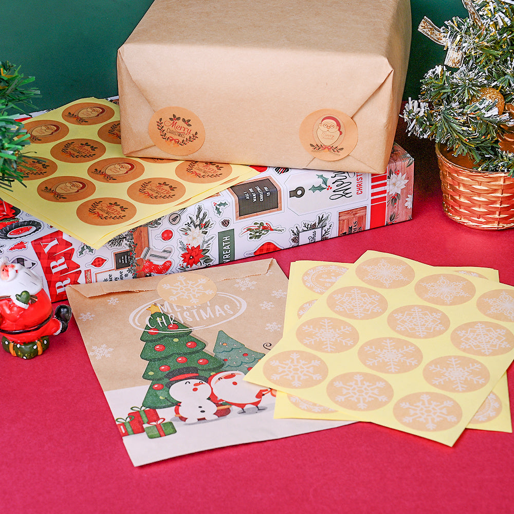 Santa Snowflake Round Stickers