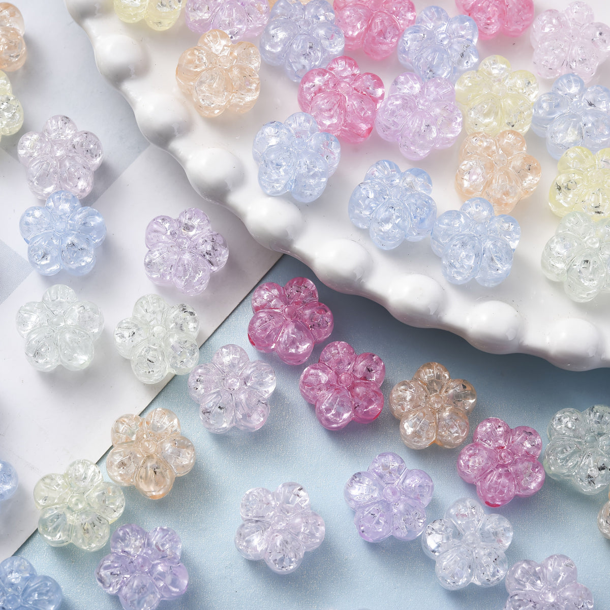 Clear Acrylic Flower Spacer Beads
