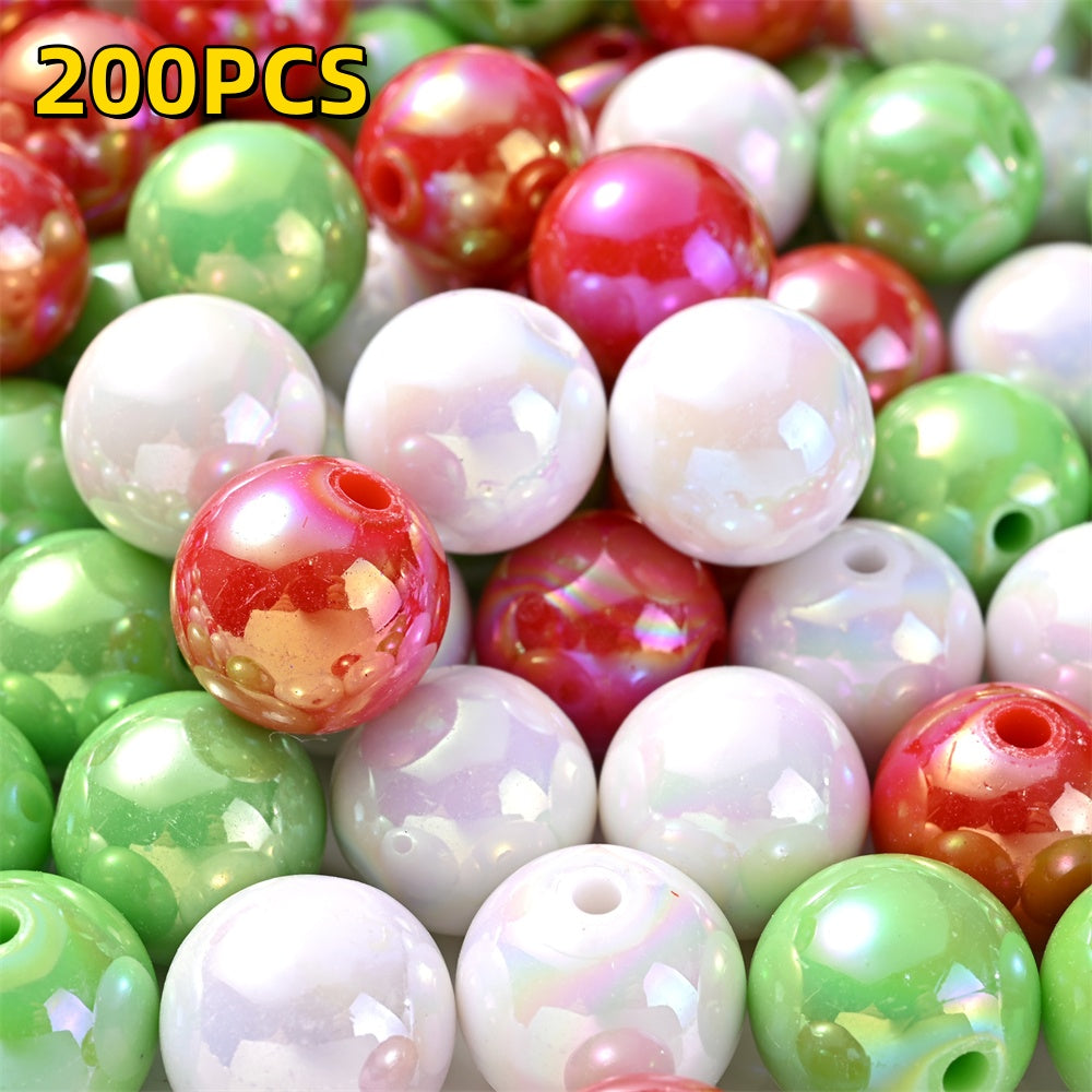 200pcs 14mm AB Mixed Color Acrylic Round Beads