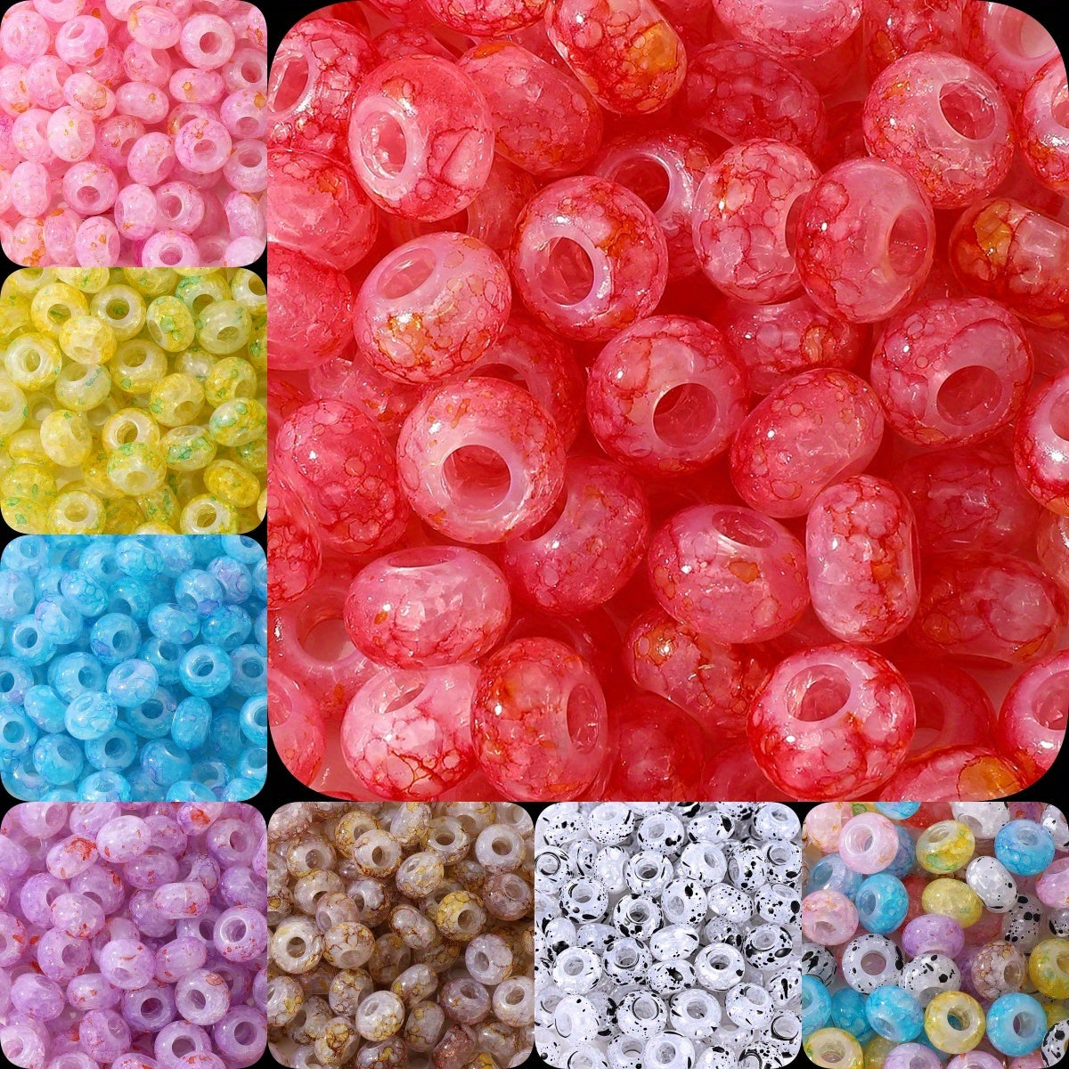 20pcs 8x14mm Bohemian Style Acrylic Large Hole Beads
