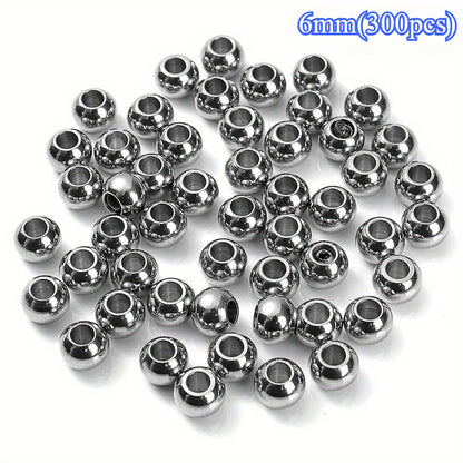 300pcs 4/6mm Stainless Steel Spacer Beads