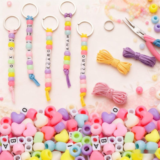 Heart Beaded Keychain DIY Kit