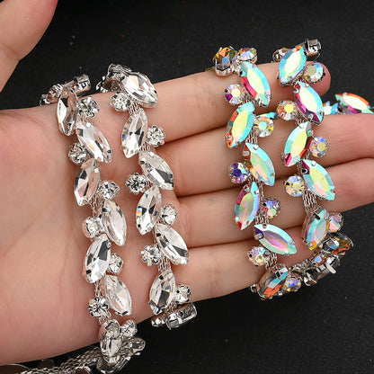 White AB Rhinestone Leaf Decals