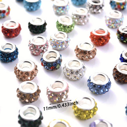50/100-Piece Assorted Rhinestone Large-Hole Beads