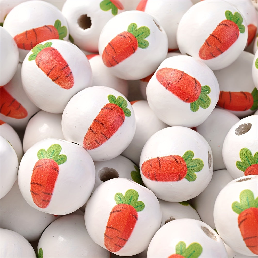 10PCS 16mm Happy Easter Wooden Bead Set