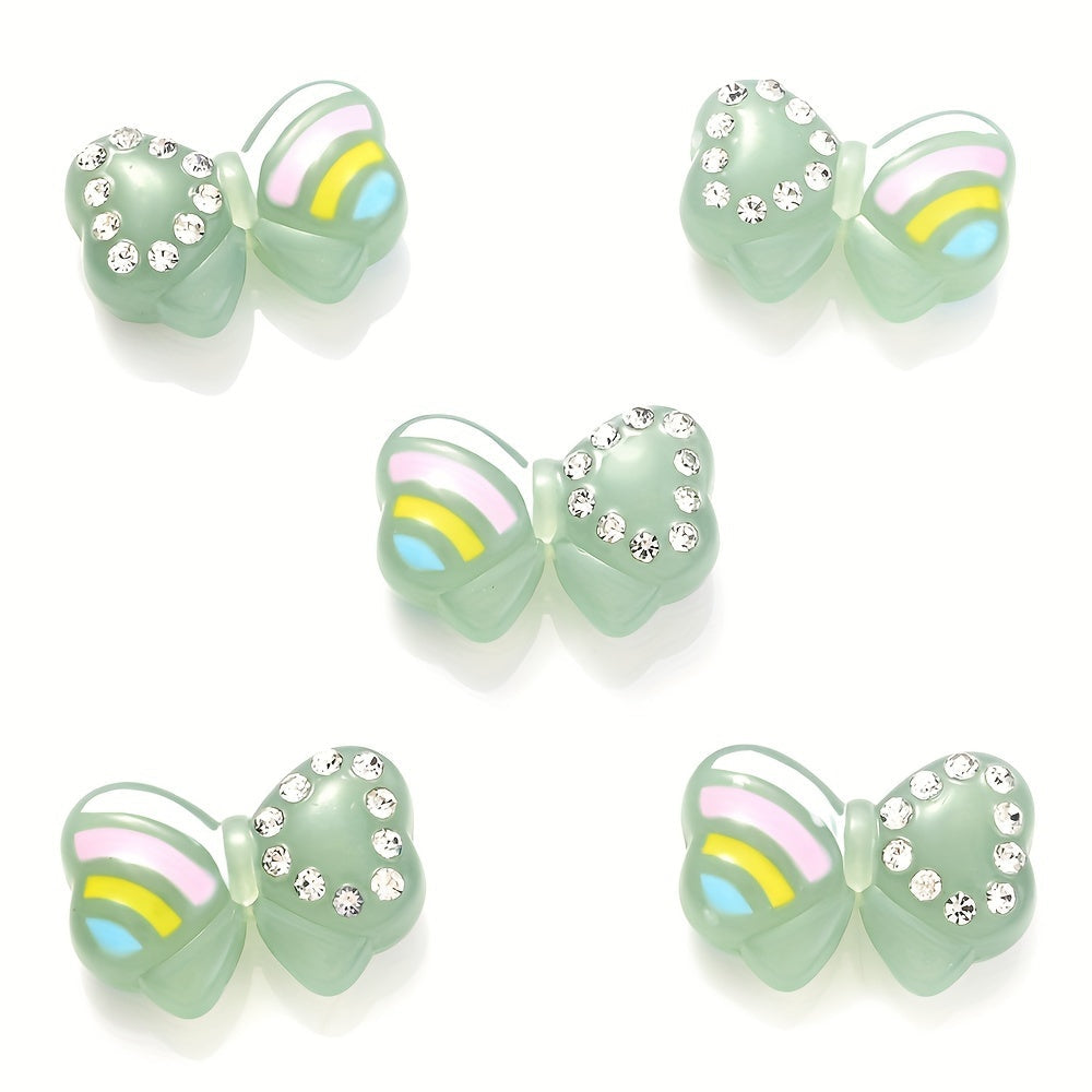 5PCS 16×24mm Luminous Bow Acrylic Bead Set