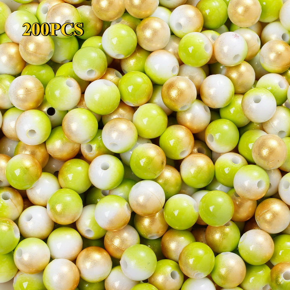 100/200pcs 6/8mm Gradient Acrylic Round Beads