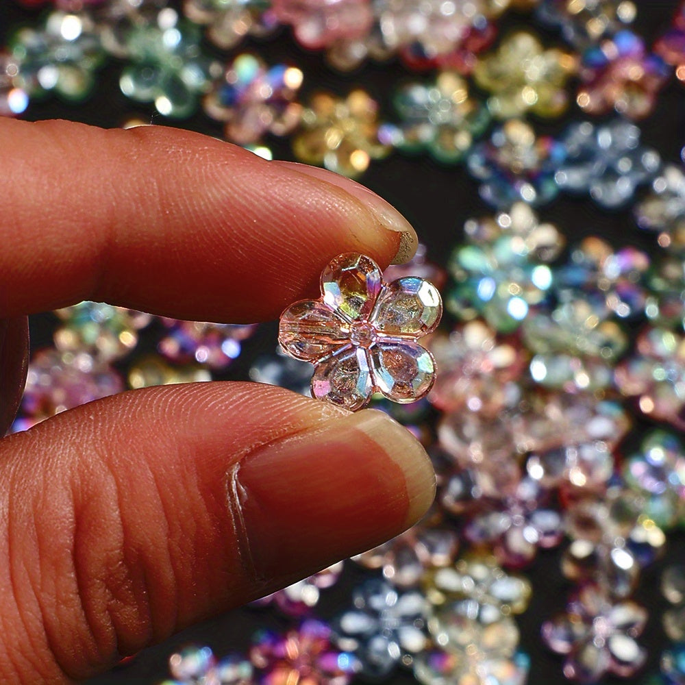 100pcs AB Mixed Color Transparent Flower Acrylic Beads