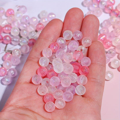 100pcs 8mm Pink Series AB Acrylic Round Beads
