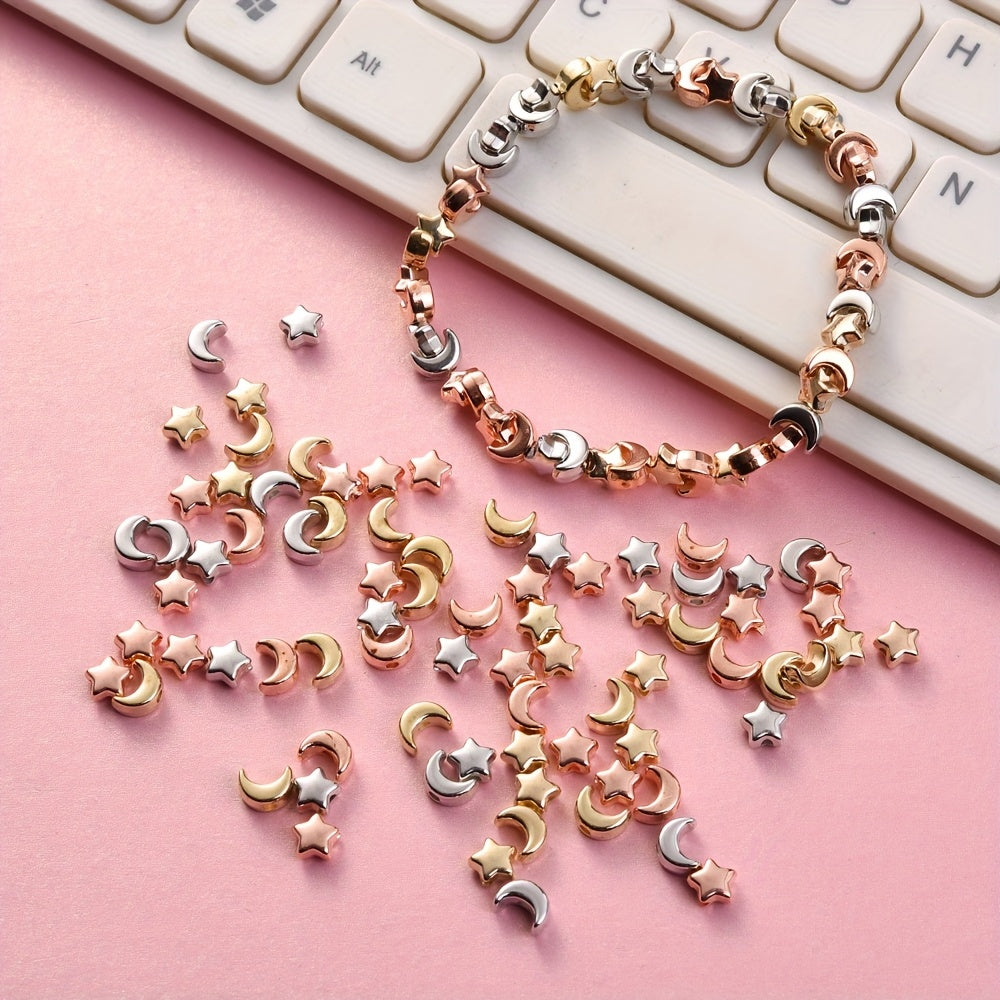 100-Piece 5-7 mm Mixed Star, Moon & Heart Spacer Beads