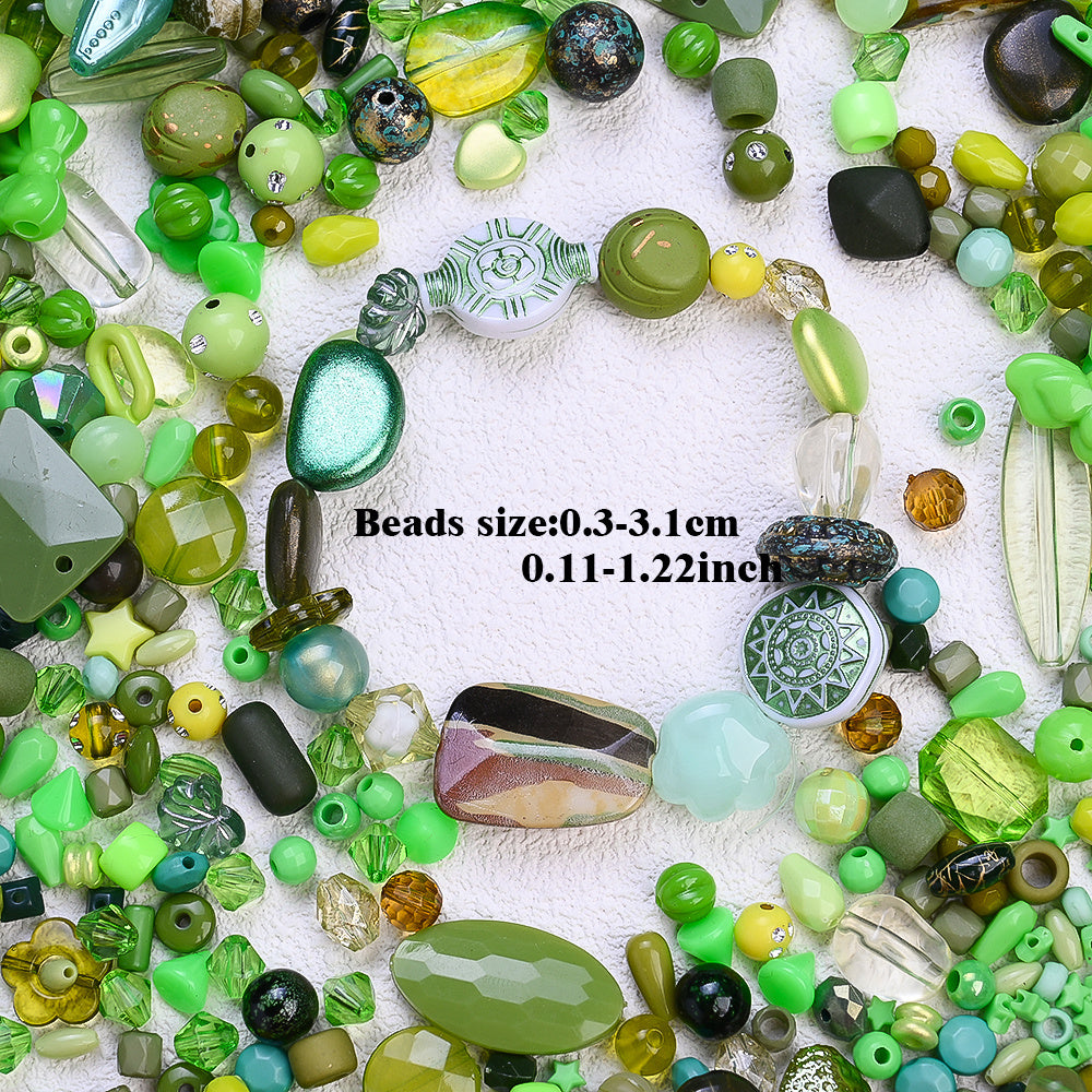 300pcs (about 175g) Green Acrylic Irregular Baroque Beads