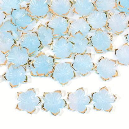50PCS Gold-Edged Five-Petal Acrylic Flower Bead Set