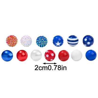 Patriotic Rhinestone Ball Beads