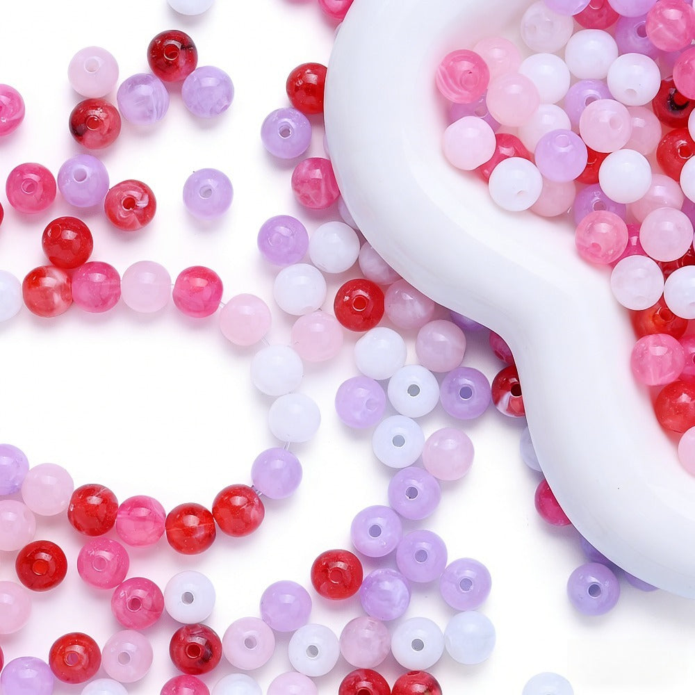 200pcs 8mm Valentine's Day Themed Pastel Pink Gradient Beads