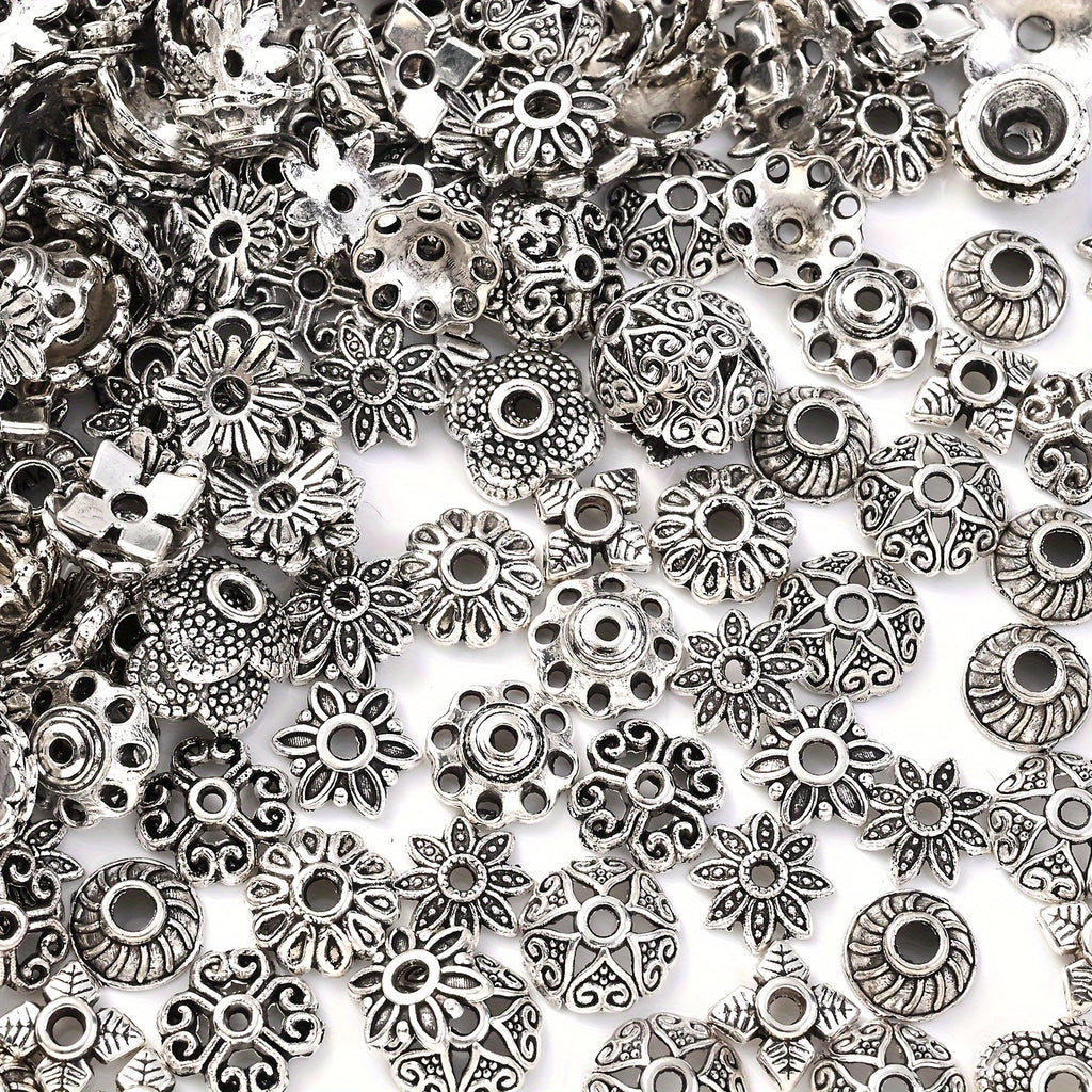 50/100pcs Mix Torus Flower End Caps Beads for Jewelry Making DIY Handmade Crafts Bracelet Necklace Accessories