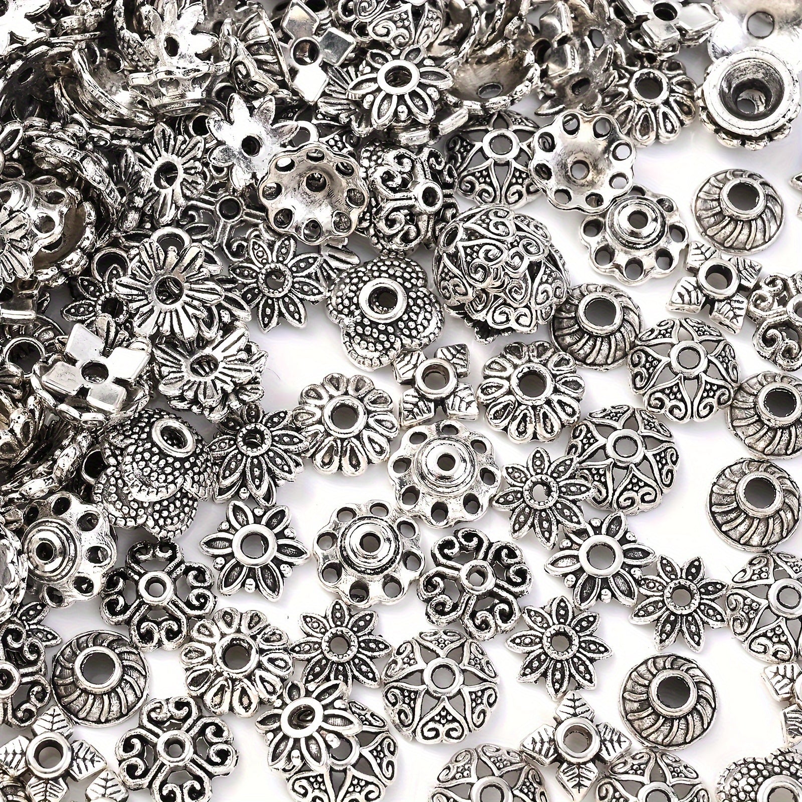 50/100pcs Mix Torus Flower End Caps Beads for Jewelry Making DIY Handmade Crafts Bracelet Necklace Accessories