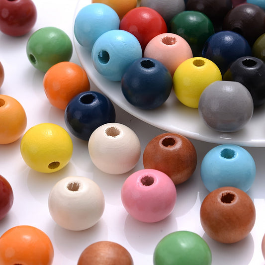 Colorful Round Wood Spacer Beads
