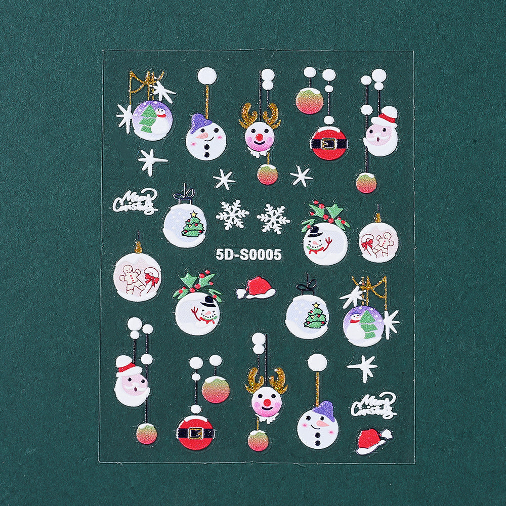 Christmas 5D Embossed Nail Art Stickers