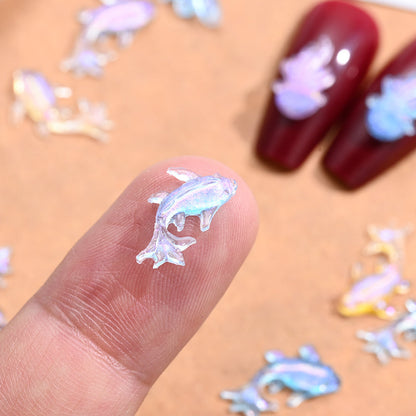 200-Piece 8x15 mm Mini Shiny Fish Flatback Resin Embellishments