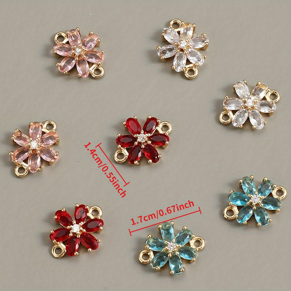 Glass Flower Rhinestone Connectors