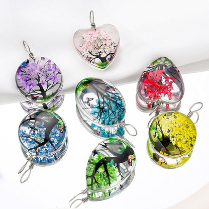 16-Piece Dried Flower Glass Pendant Charms