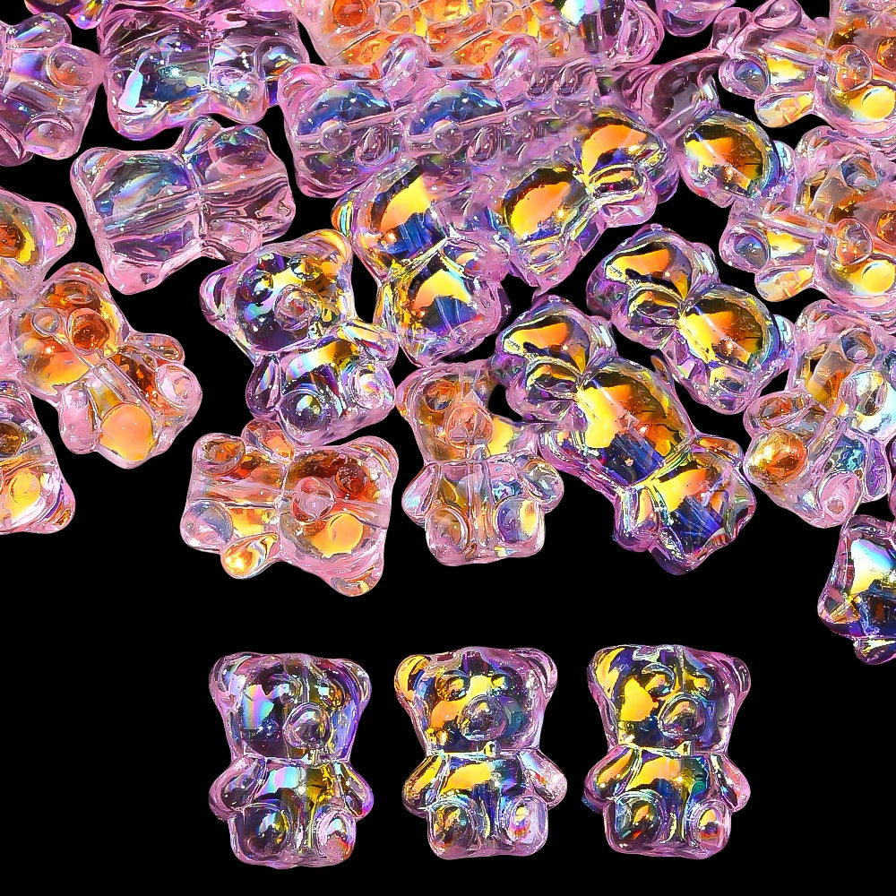 20PCS 15×12mm Transparent AB Bear Glass Spacer Beads