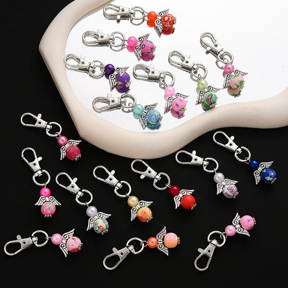 24pcs Clay Bead Angel Keychain Charms
