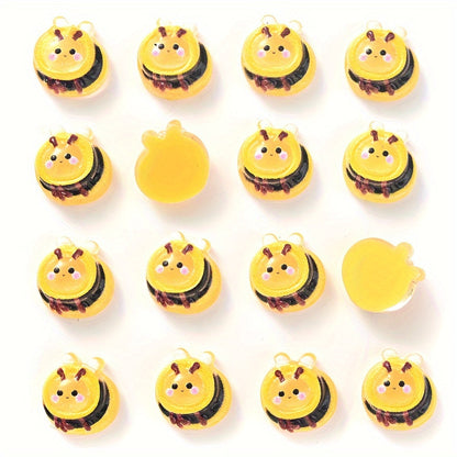 Yellow Bee Pattern Acrylic Beads