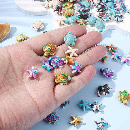 200pcs Random Color Gradient Turtle Spacer Beads