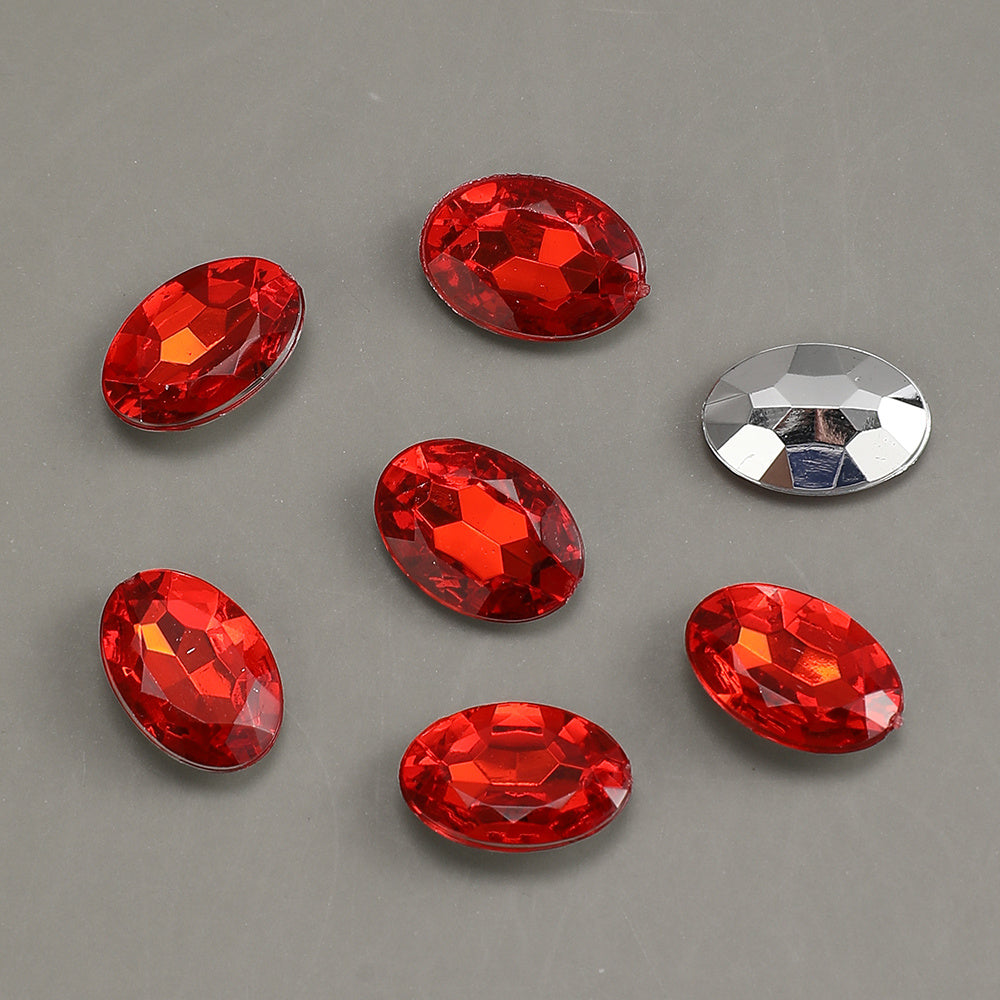 100pcs Oval Rhinestone Flat Back Acrylic Beads