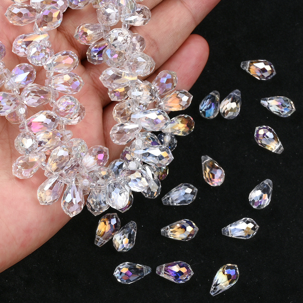 90/95pcs 5/6/8mm Glass Water Droplet Transparent AB Beads