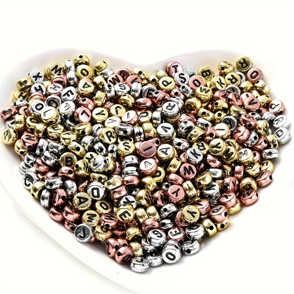 100PCS 4×7mm Heart-Shaped A-Z Letter Acrylic Bead Set