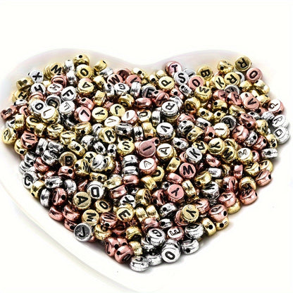 100PCS 4×7mm Heart-Shaped A-Z Letter Acrylic Bead Set